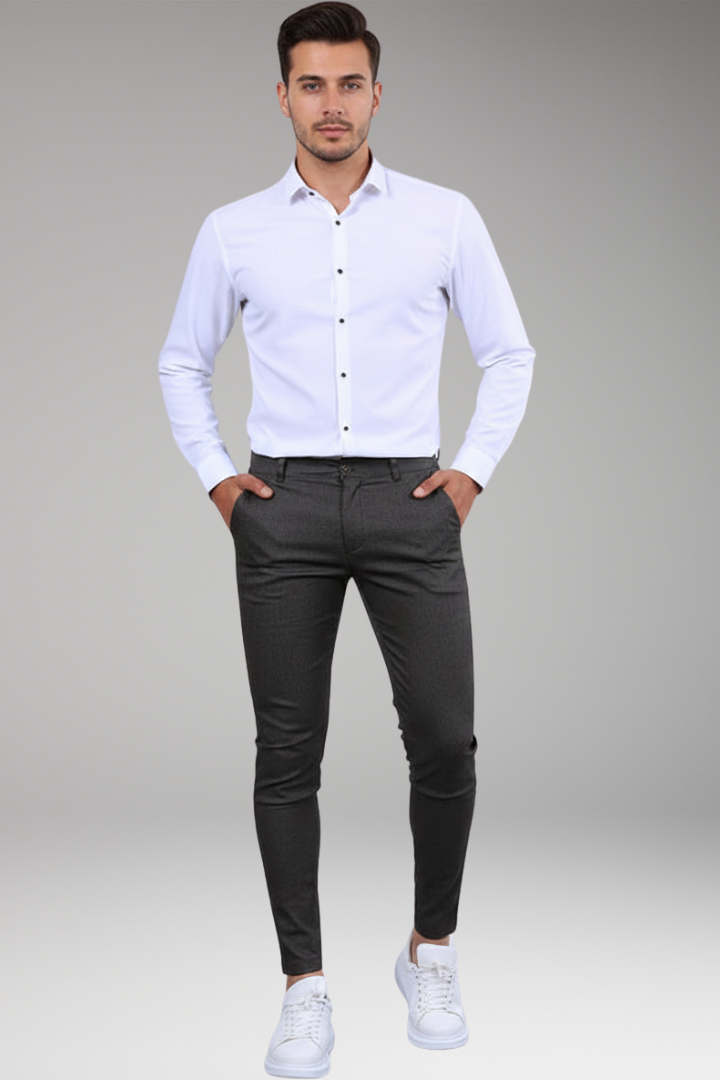 Men’s Chino Trousers with Slim Legs and Button Closure