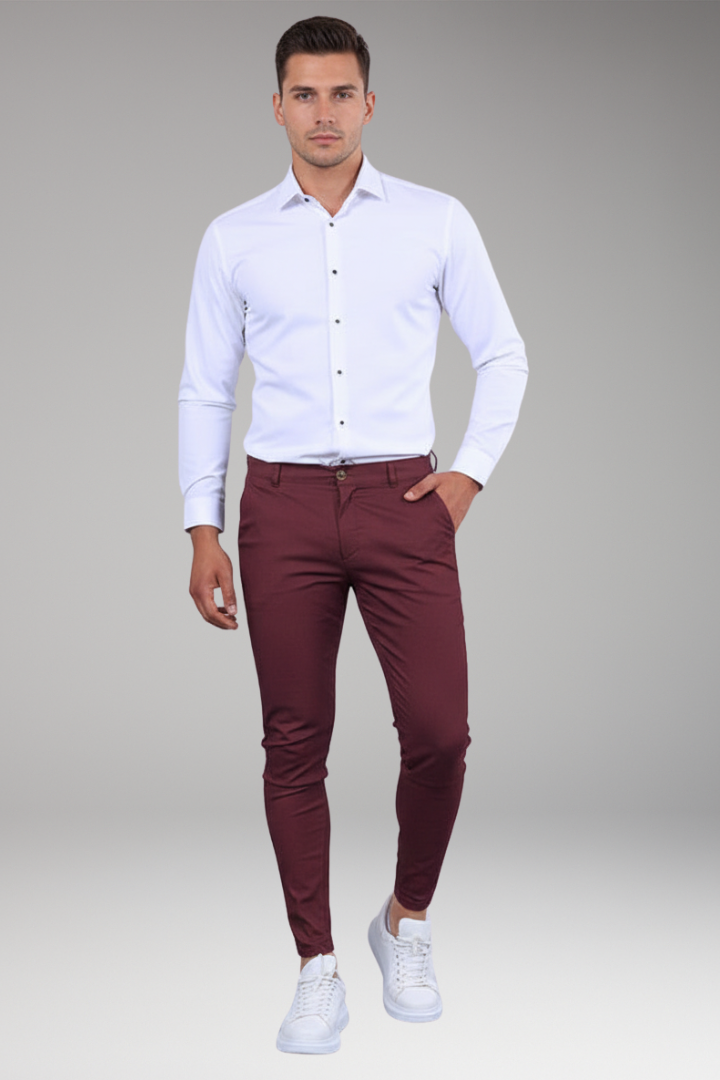 Men’s Chino Trousers with Slim Legs and Button Closure