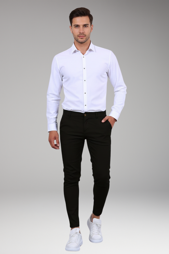 Men’s Chino Trousers with Slim Legs and Button Closure