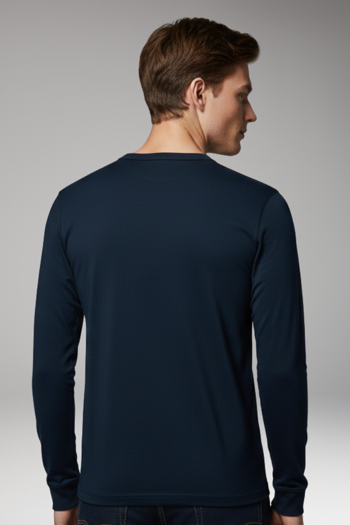 Men’s Henley Shirt with Three-Button Placket and Long Sleeves