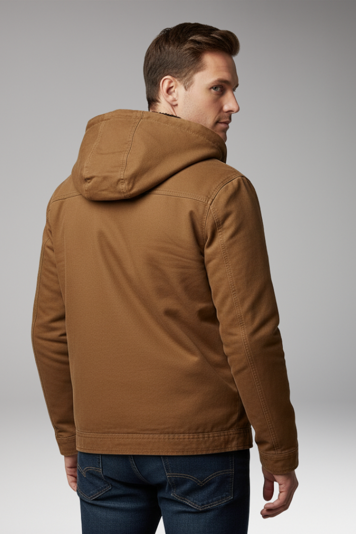 Men’s Hooded Jacket with Zip Front and Lined Interior