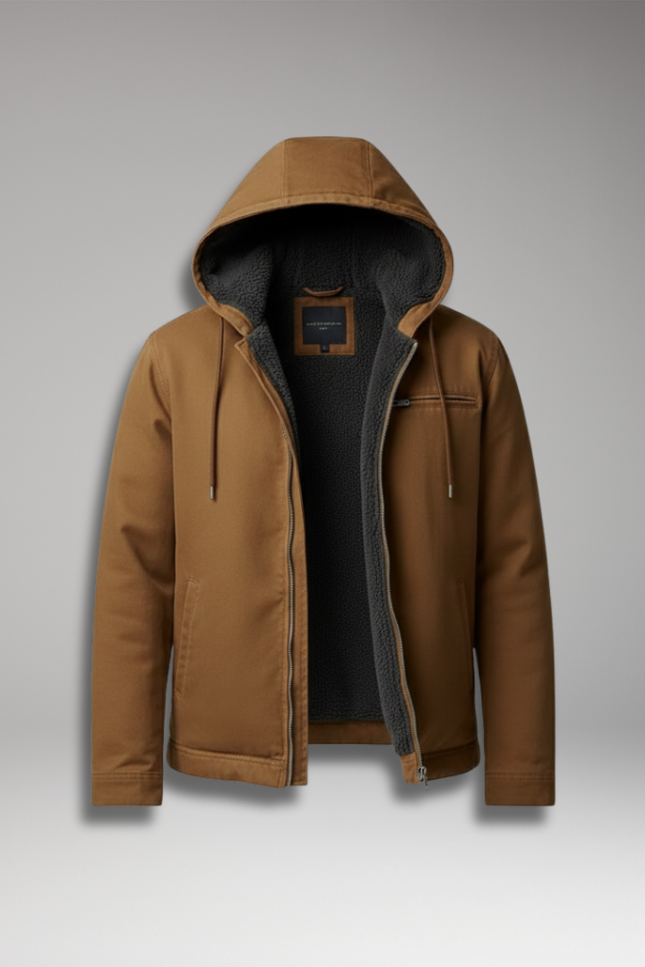Men’s Hooded Jacket with Zipper Closure and Front Pockets