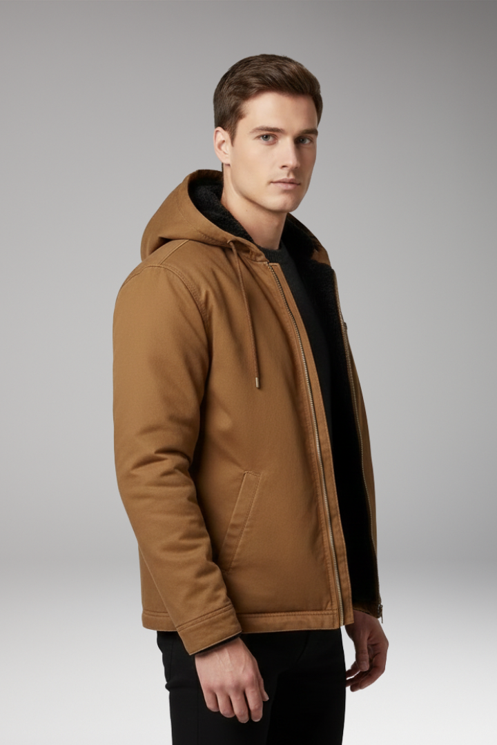 Men’s Hooded Jacket with Zipper Closure and Front Pockets