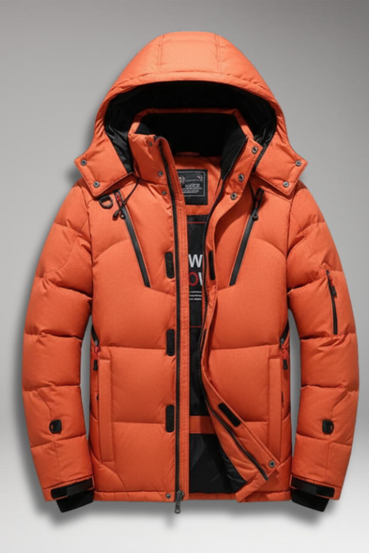 Men’s Hooded Puffer Jacket with Zip Front