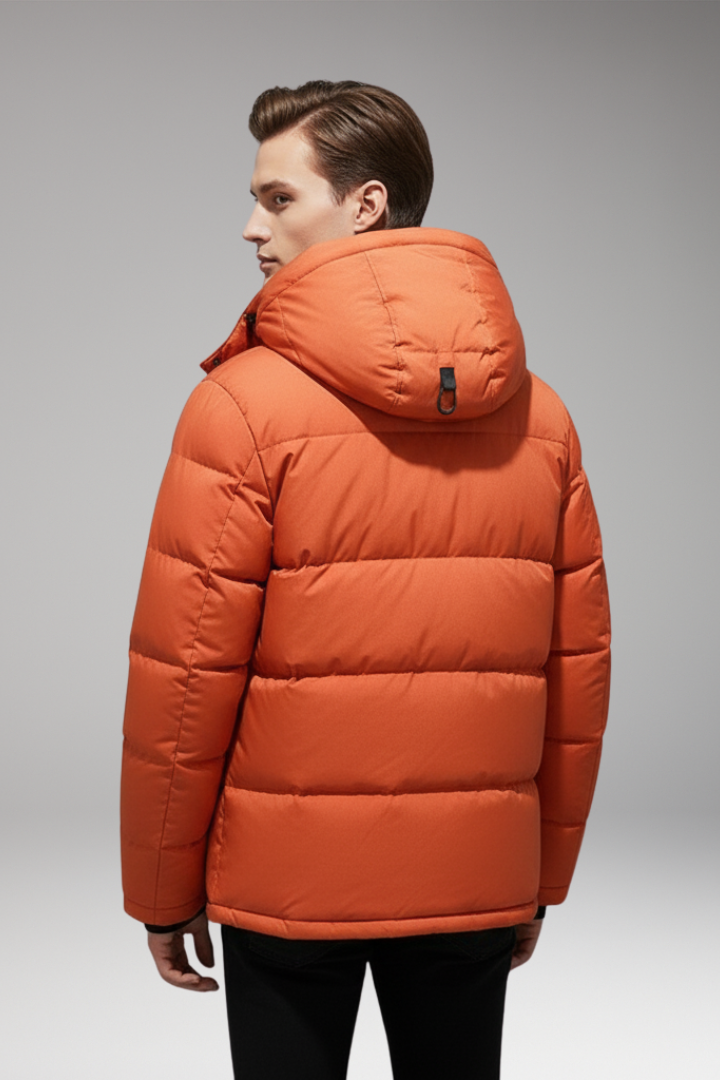 Men’s Hooded Puffer Jacket with Zip Front
