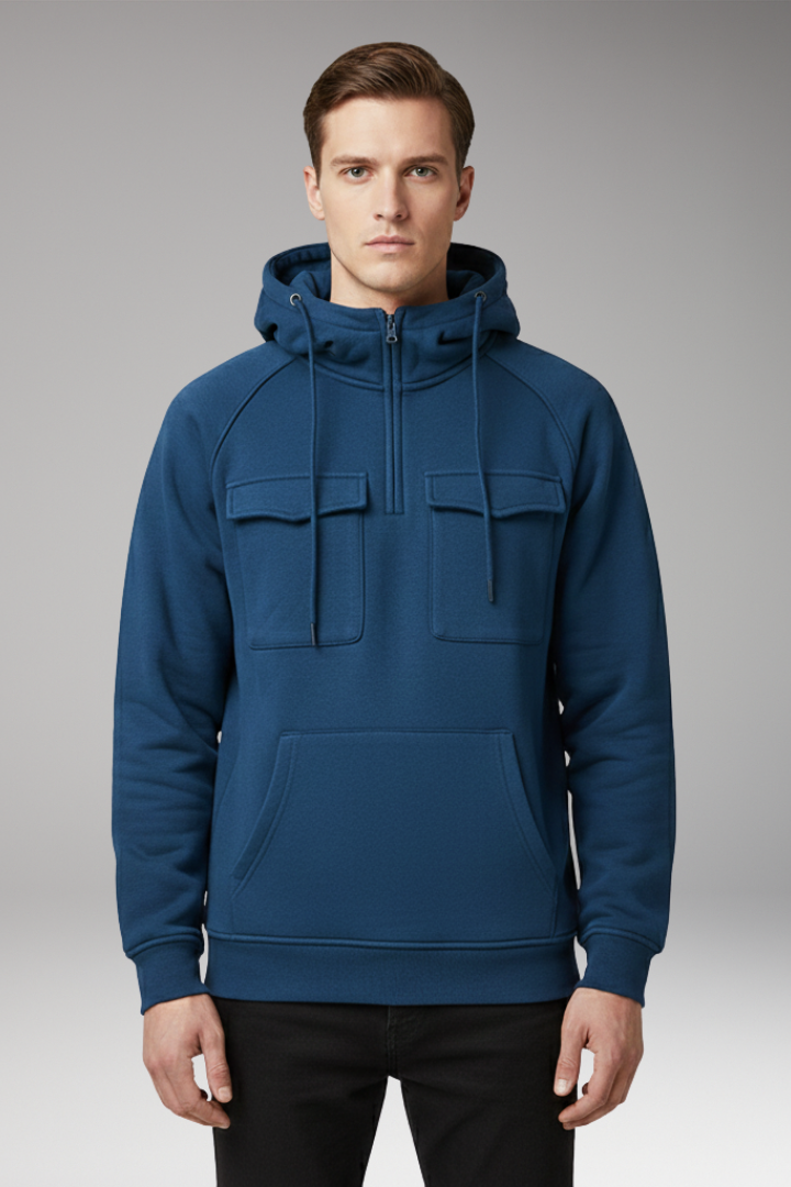 Men’s Hoodie with Long Sleeves and Multiple Pockets
