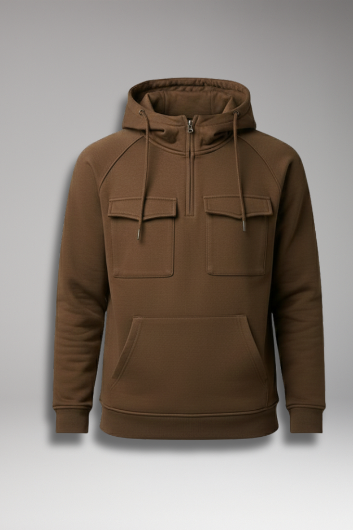 Men’s Hoodie with Long Sleeves and Multiple Pockets