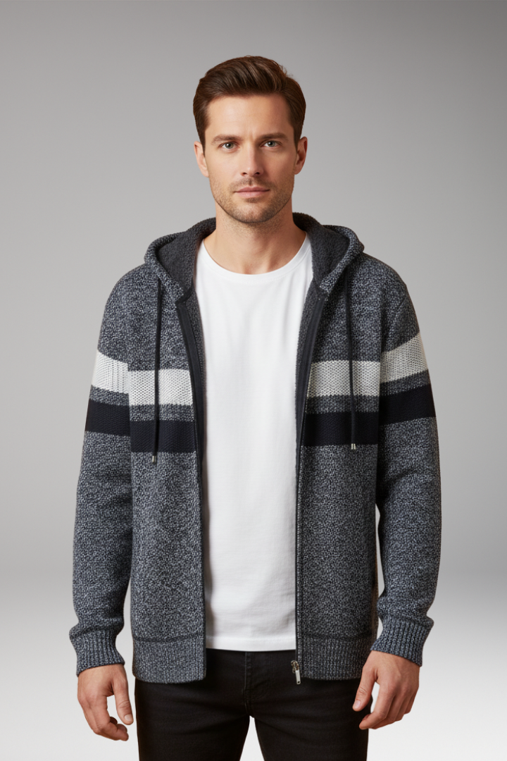 Men’s Jacket with Hood and Zip Closure