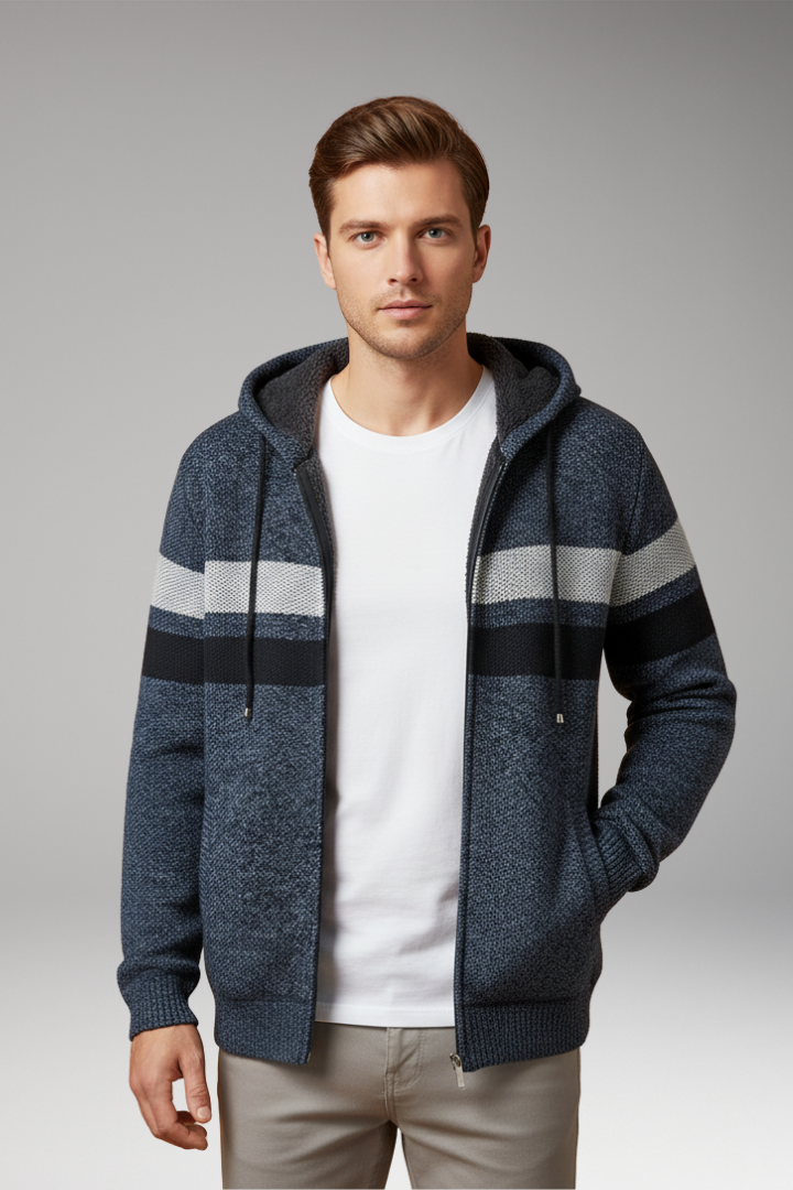 Men’s Jacket with Hood and Zip Closure