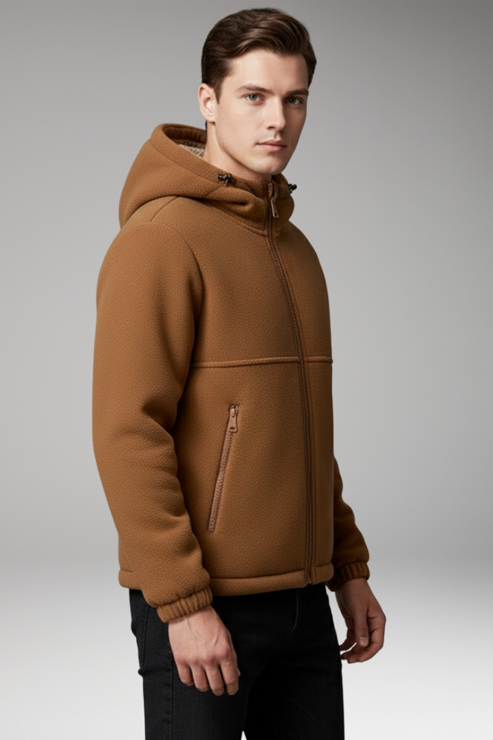 Men's Jacket with Hood and Zipper Pockets
