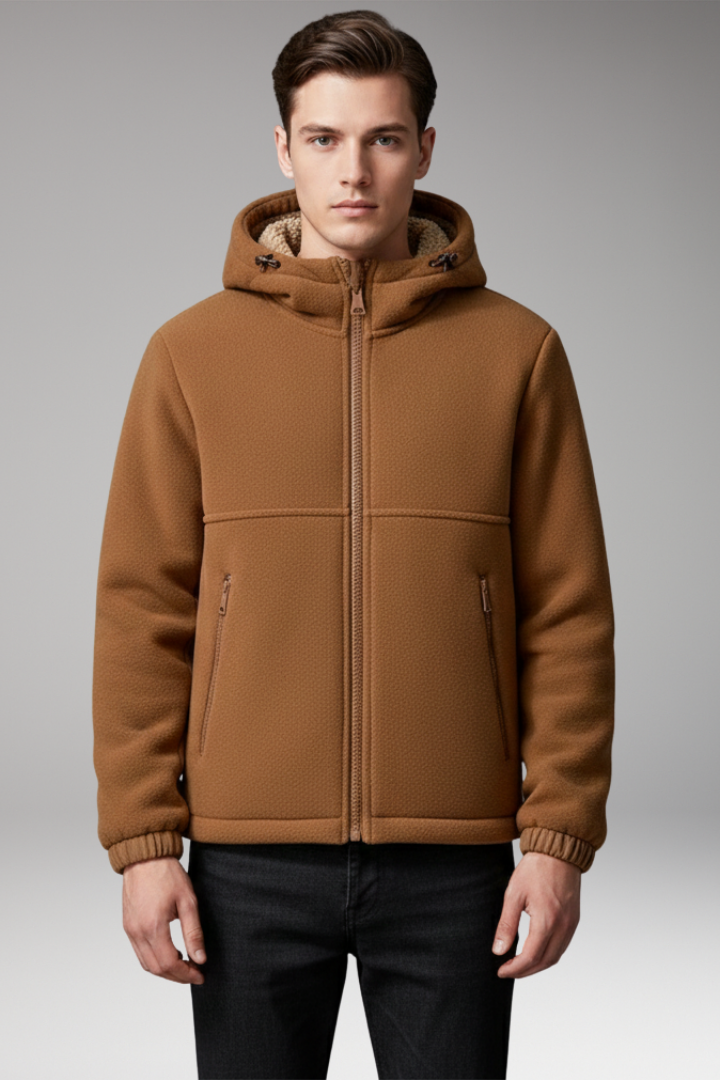 Men's Jacket with Hood and Zipper Pockets