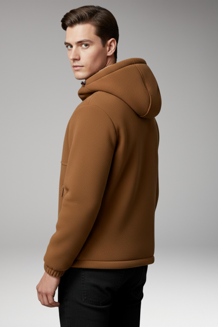 Men's Jacket with Hood and Zipper Pockets