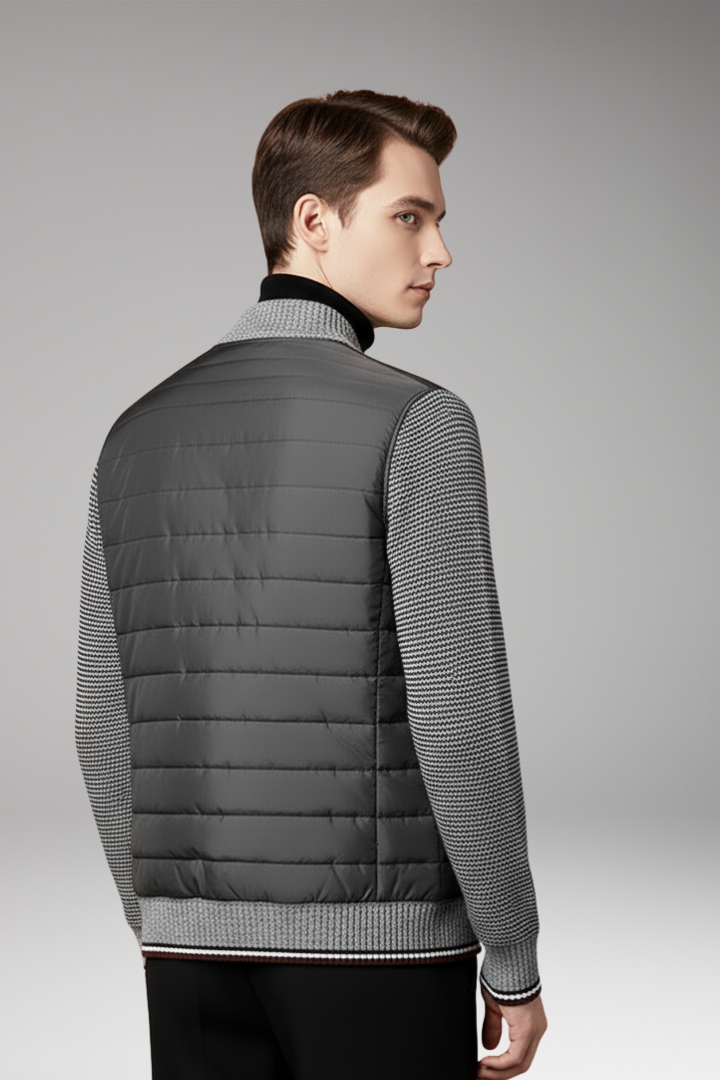 Men's Jacket with Quilted Body and Contrast Sleeves