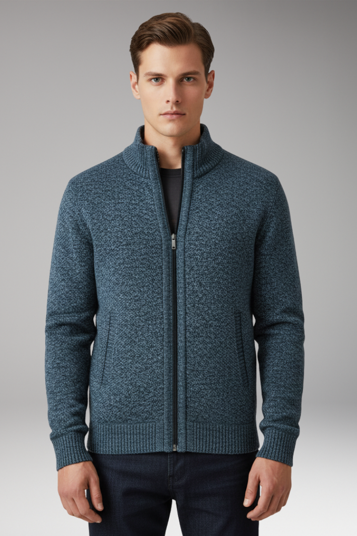 Men’s Jacket with Zip Closure and Interior Pattern
