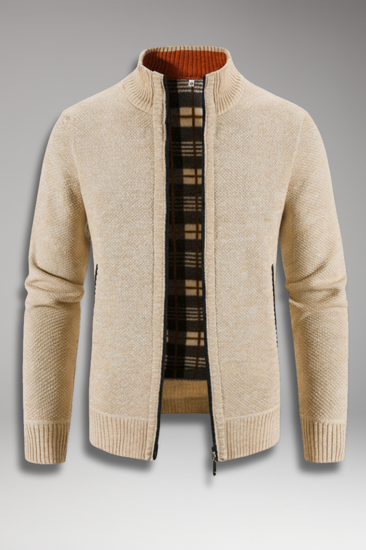 Men’s Jacket with Zip Closure and Interior Pattern