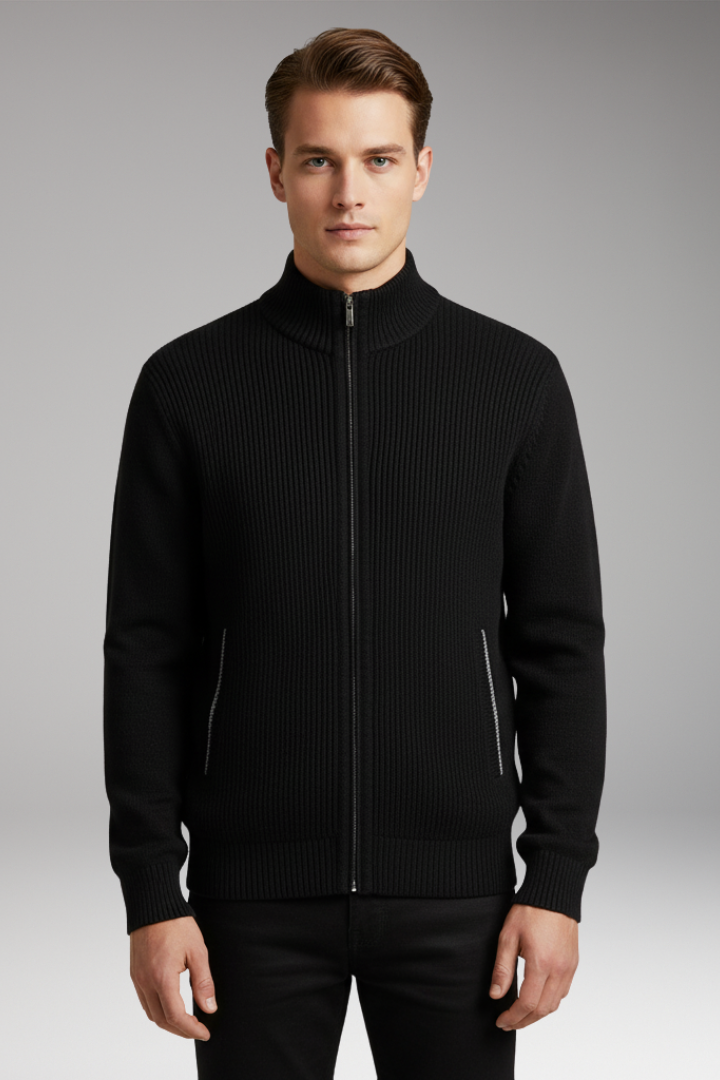 Men’s Jacket with Zip Closure and Interior Pattern