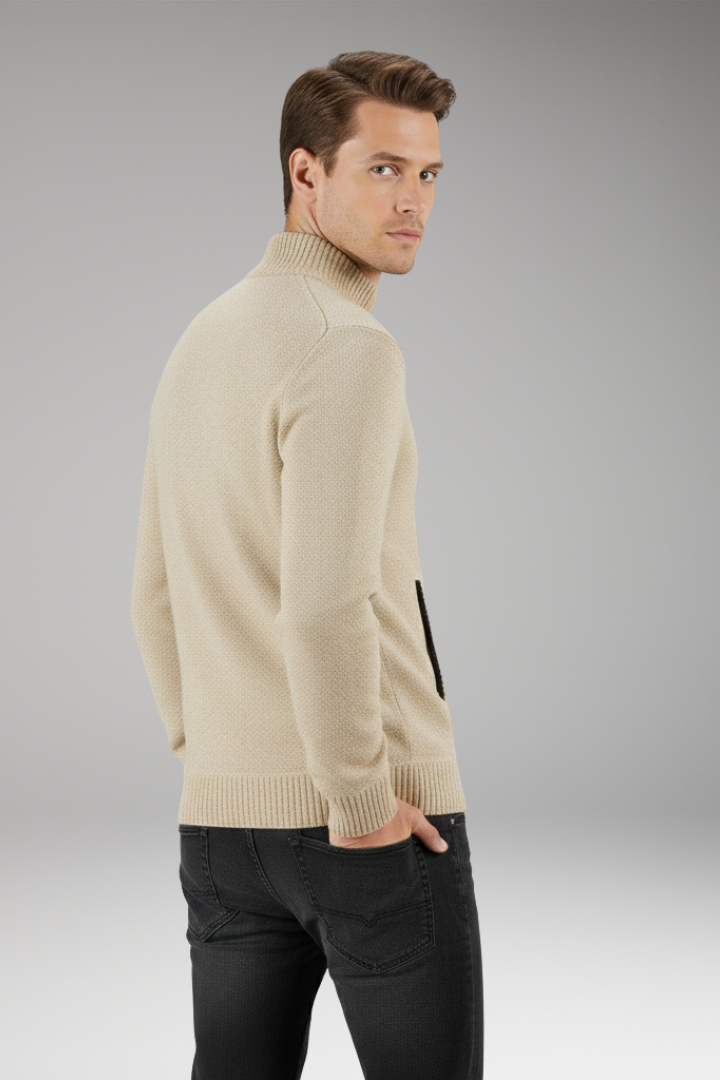 Men’s Jacket with Zip Closure and Interior Pattern