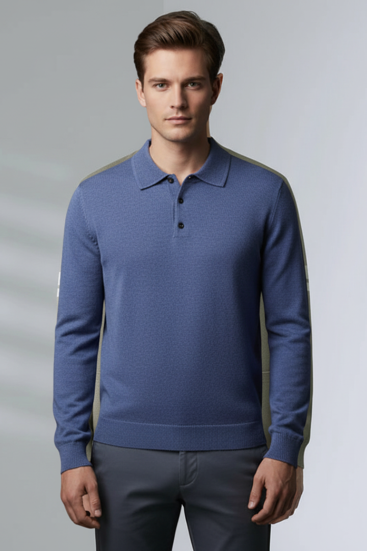 Men’s Knitted Polo with Buttons and Fine Surface