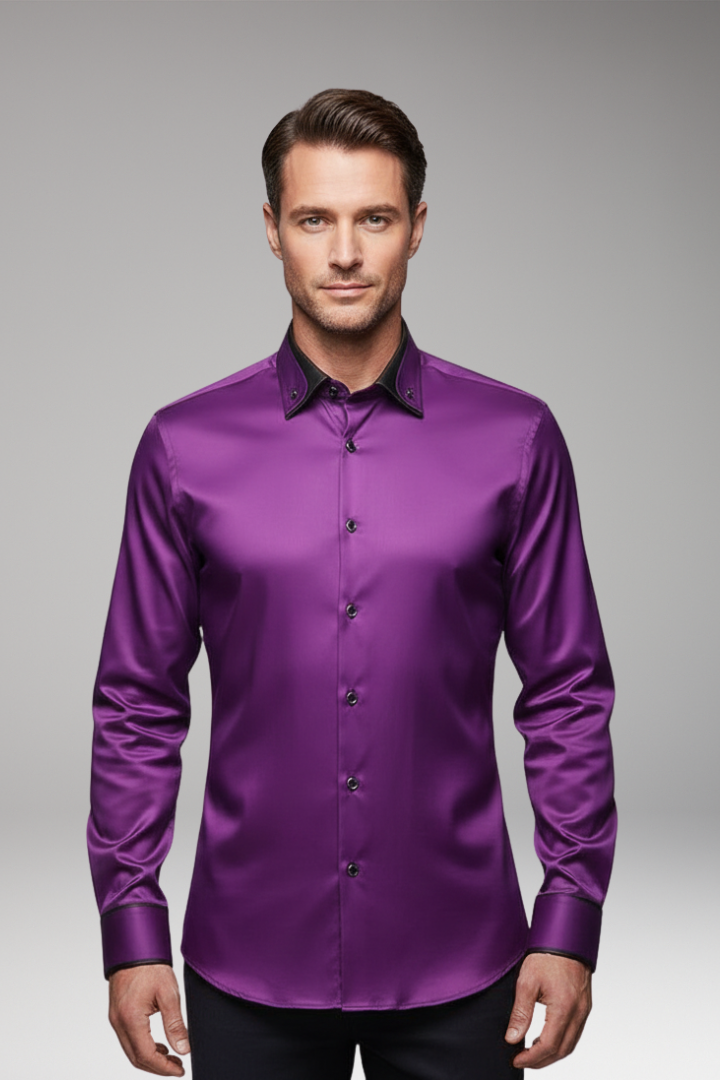 Men’s Long-Sleeve Shirt with Collar and Buttons