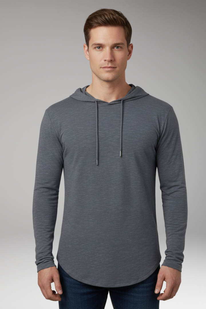 Men’s Outdoor Hoodie with Drawstring Hood and Front Pocket