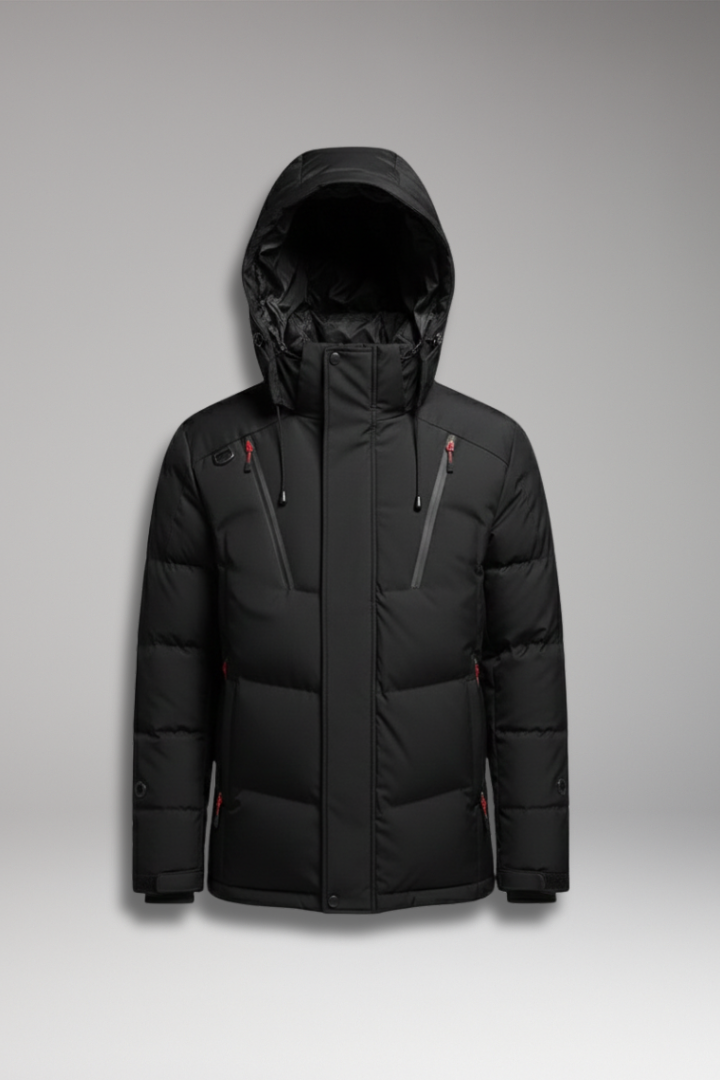Men’s Parka Jacket with Adjustable Hood and Zipper Closure