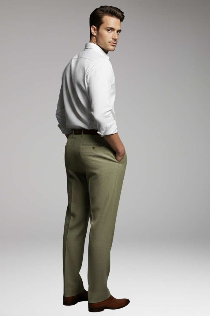 Men’s Pleated Trousers with Elastic Waist and Button Closure