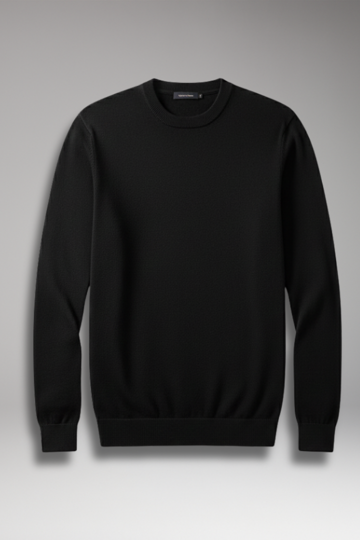 Men’s Pullover Shirt with Crew Neck and Straight Hem