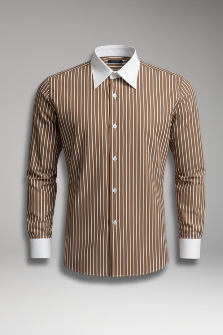 Men’s Shirt with Lapel Collar and Buttoned Cuffs