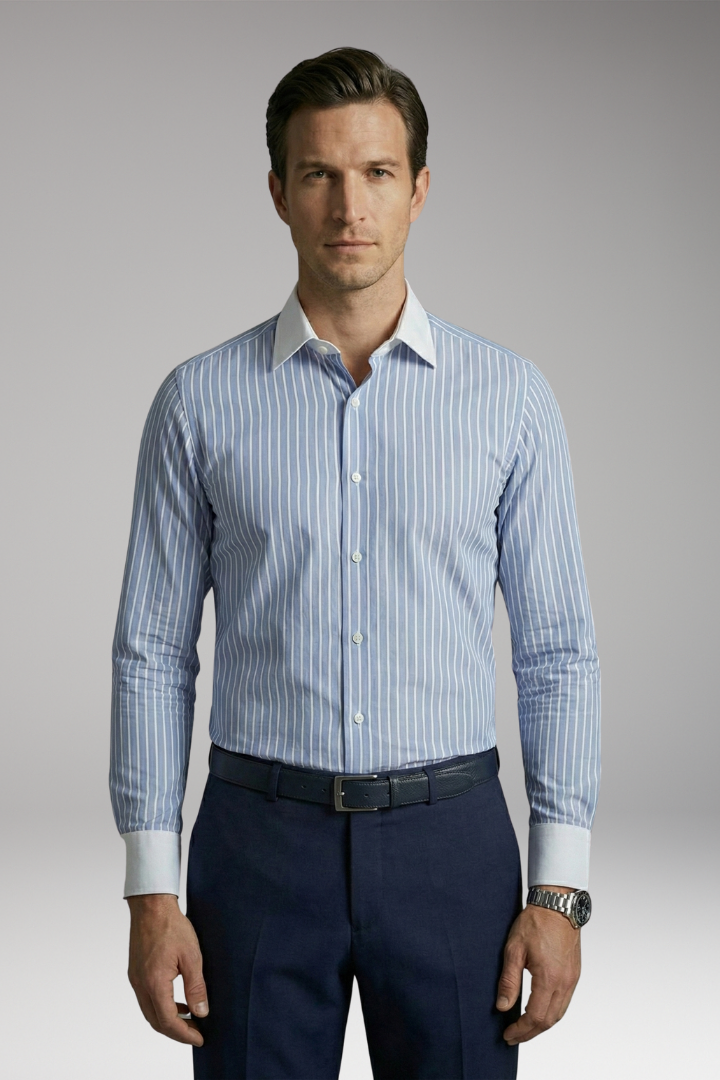 Men’s Shirt with Lapel Collar and Buttoned Cuffs