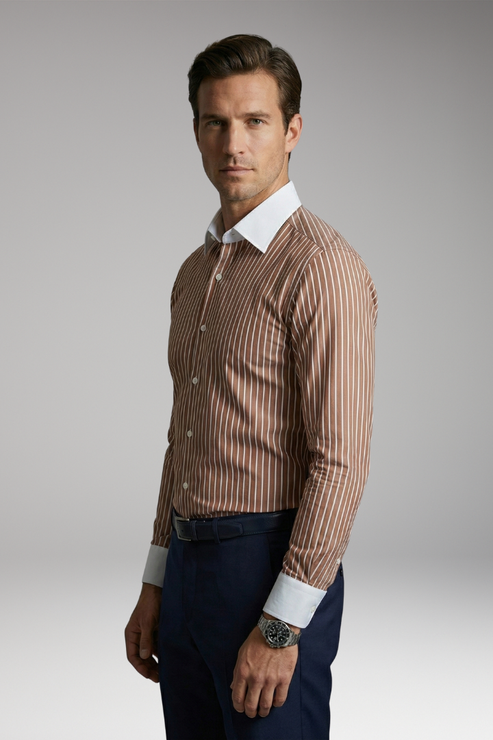 Men’s Shirt with Lapel Collar and Buttoned Cuffs