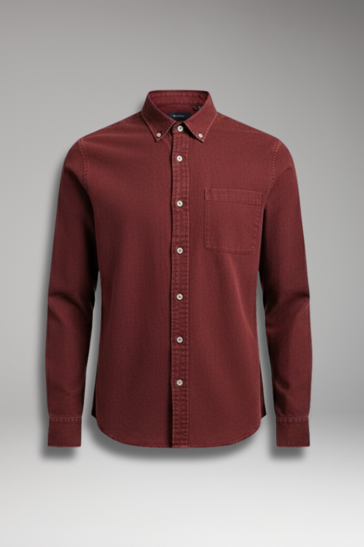 Men’s Shirt with Notched Collar and Button Front