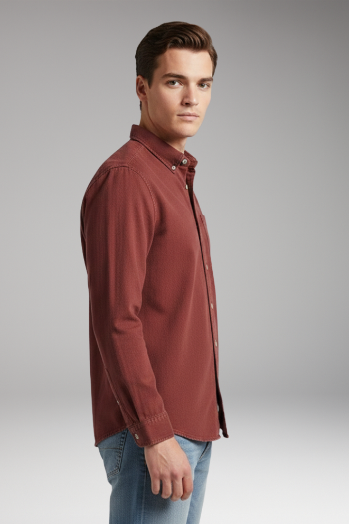 Men’s Shirt with Notched Collar and Button Front