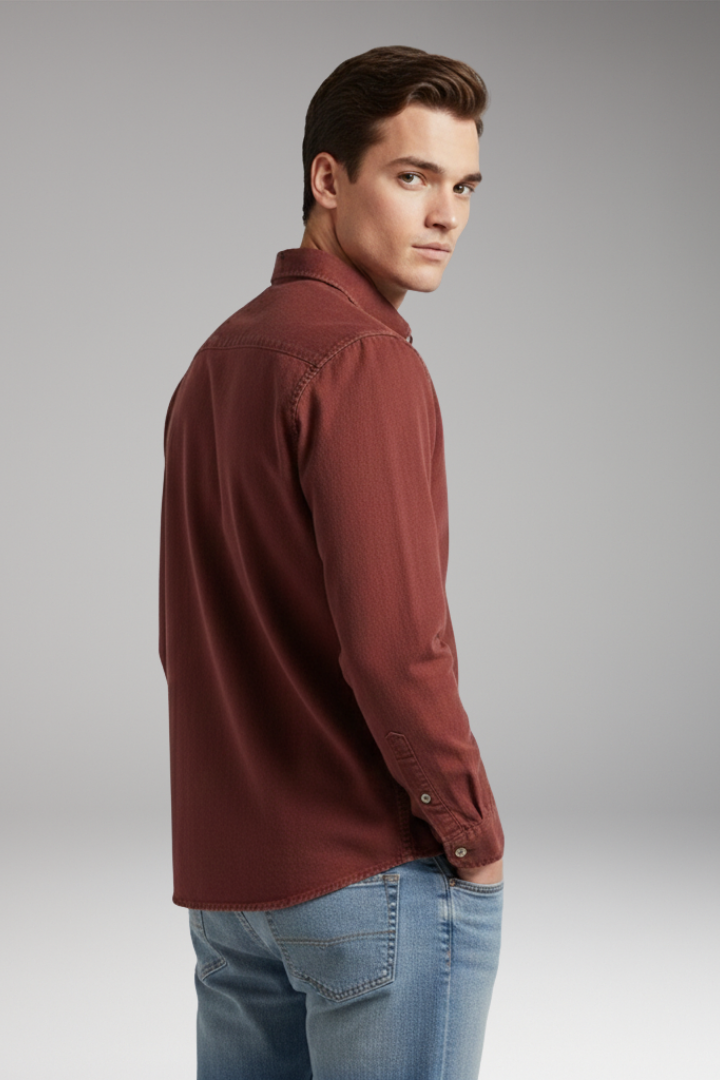 Men’s Shirt with Notched Collar and Button Front