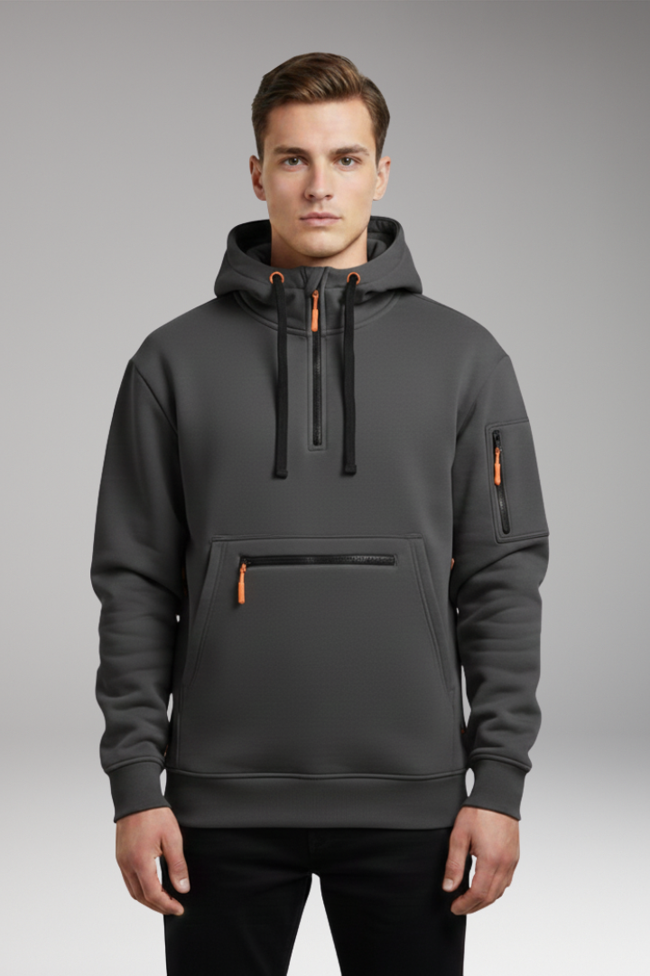 Men’s Sports Hoodie with Multiple Pockets and Drawstring Hood