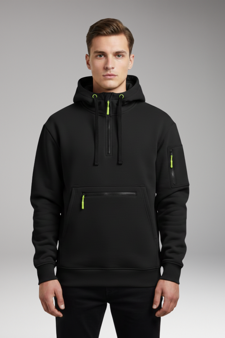 Men’s Sports Hoodie with Multiple Pockets and Drawstring Hood