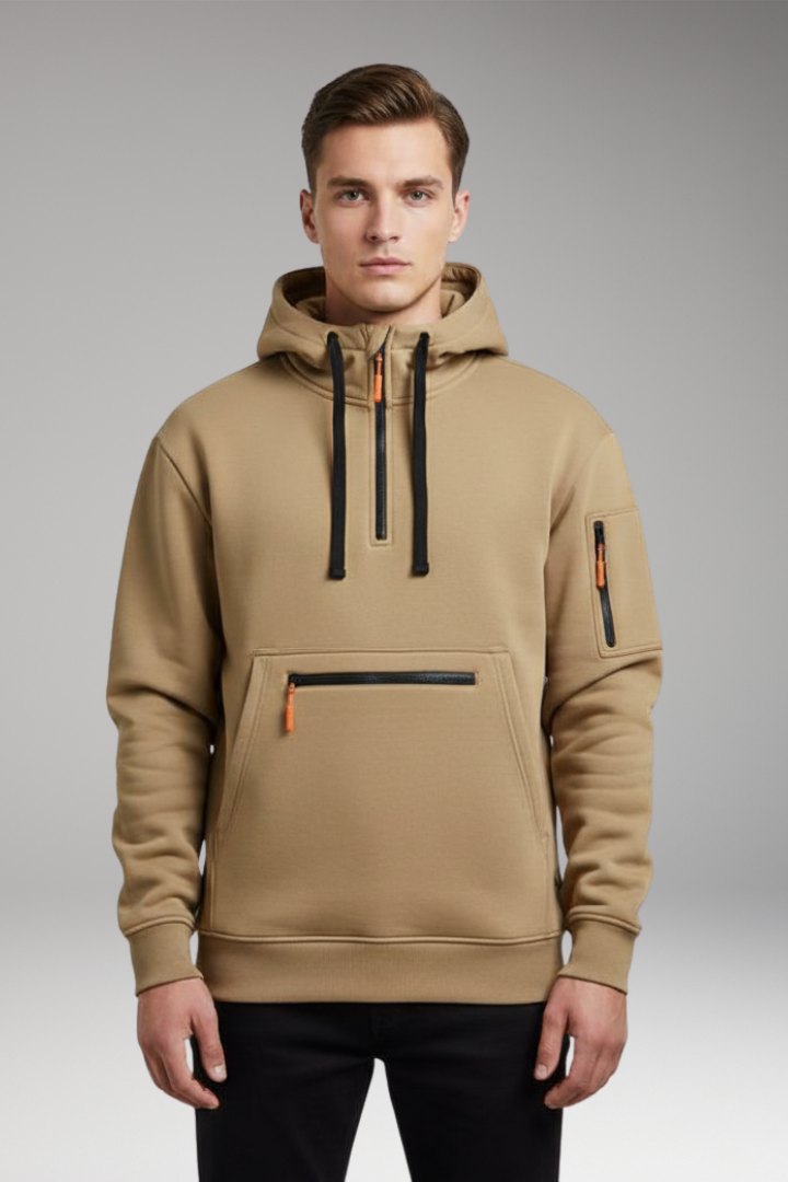 Men’s Sports Hoodie with Multiple Pockets and Drawstring Hood