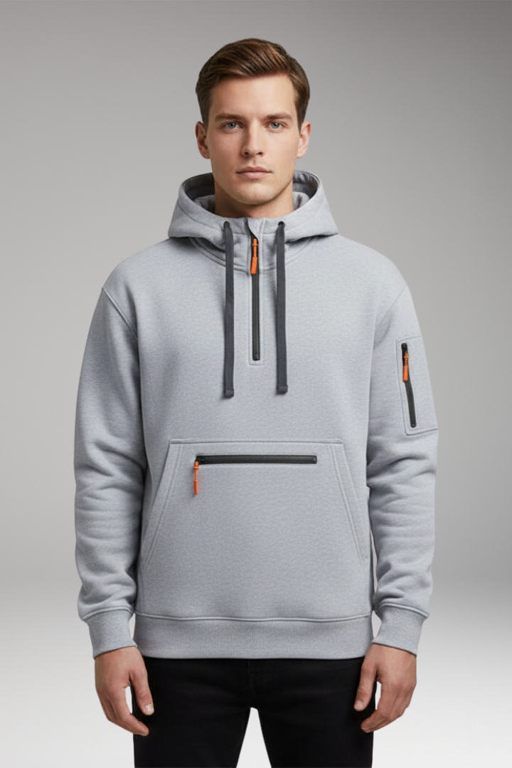 Men’s Sports Hoodie with Multiple Pockets and Drawstring Hood