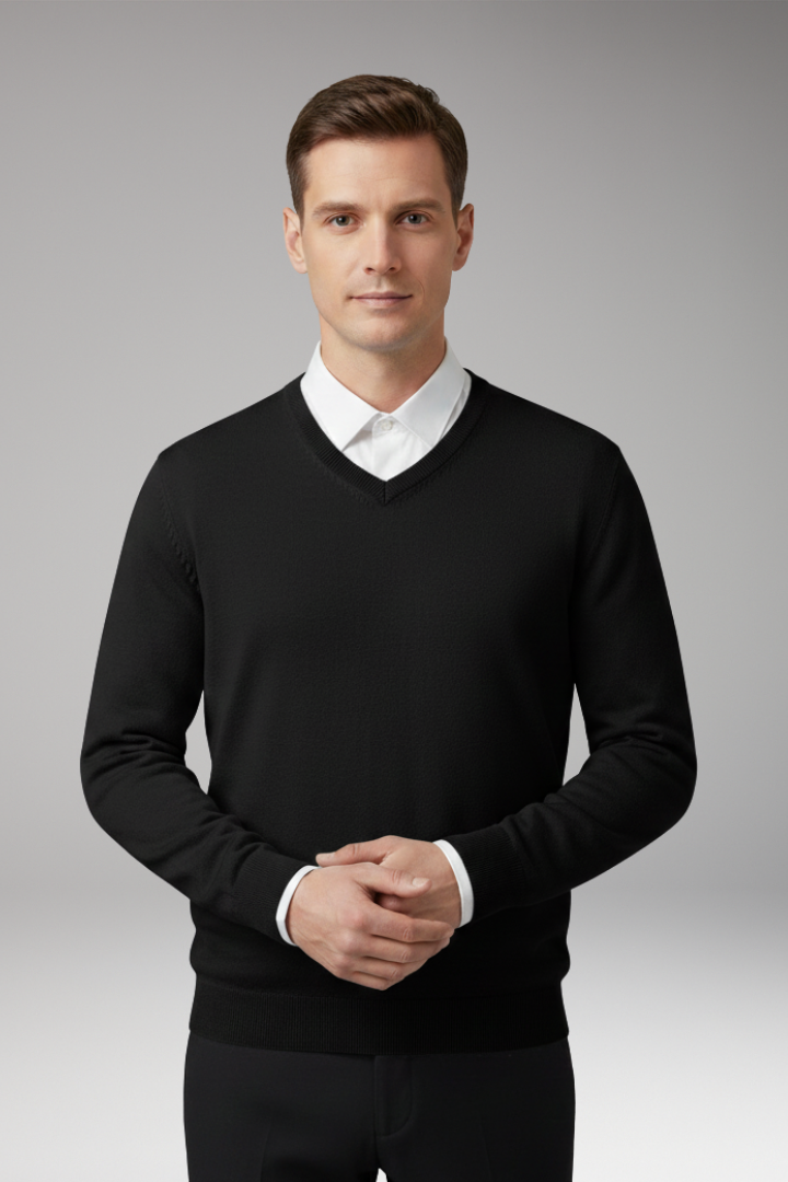 Men’s Jumper with Crew Neck and Ribbed Hem