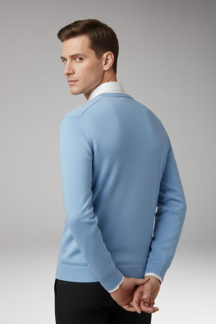 Men’s Jumper with Crew Neck and Ribbed Hem