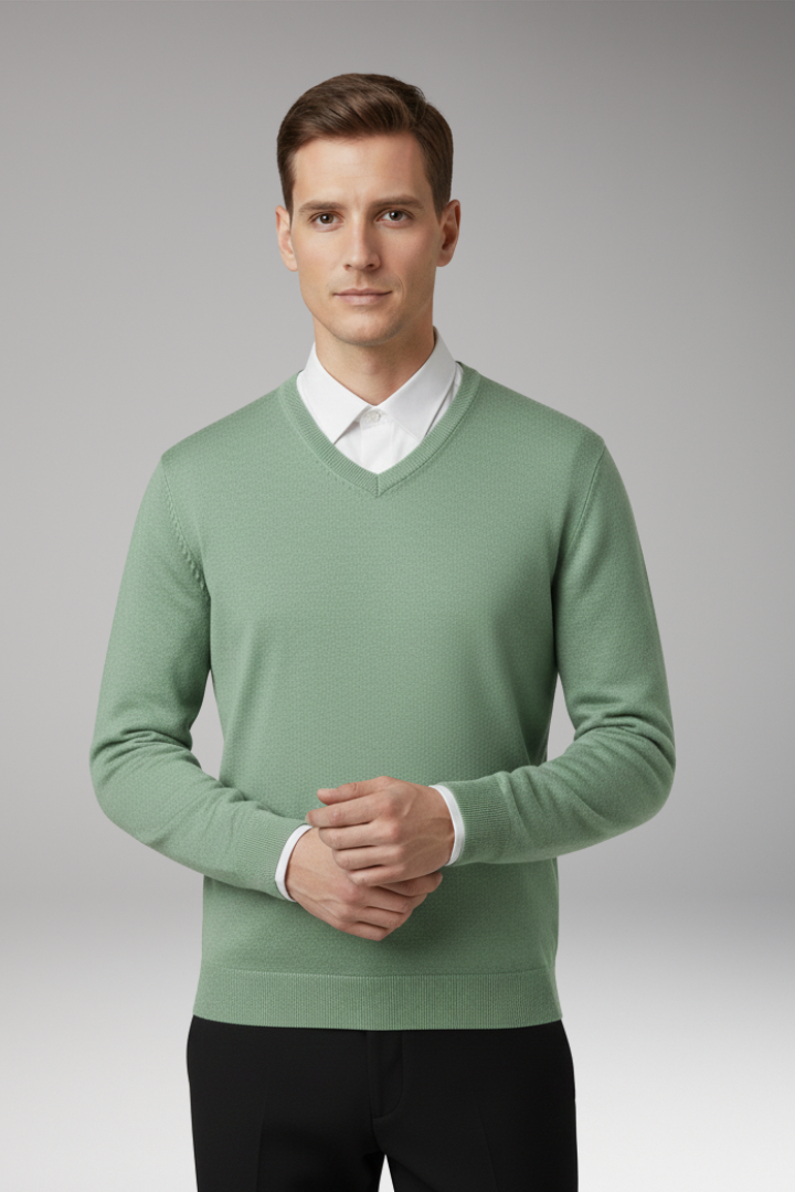 Men’s Jumper with Crew Neck and Ribbed Hem