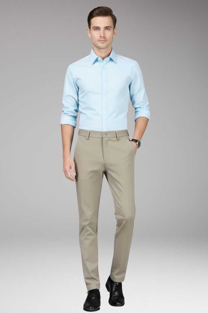 Men’s Trousers with Stretch Waist and Straight Legs