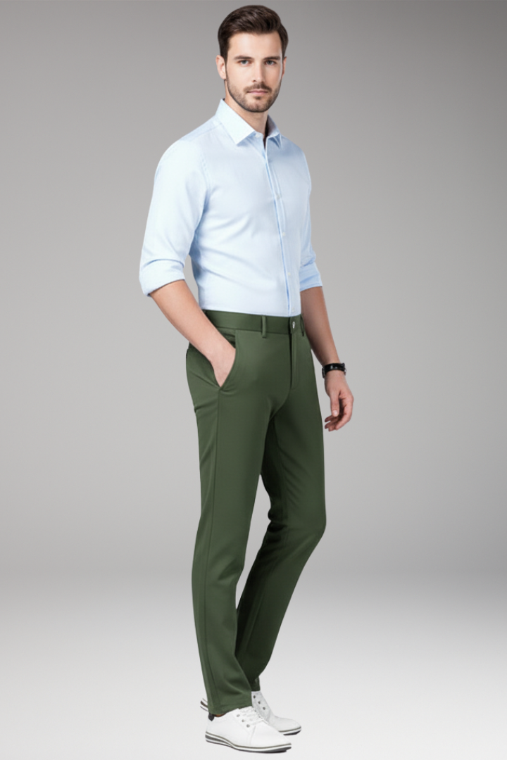Men’s Trousers with Stretch Waist and Straight Legs