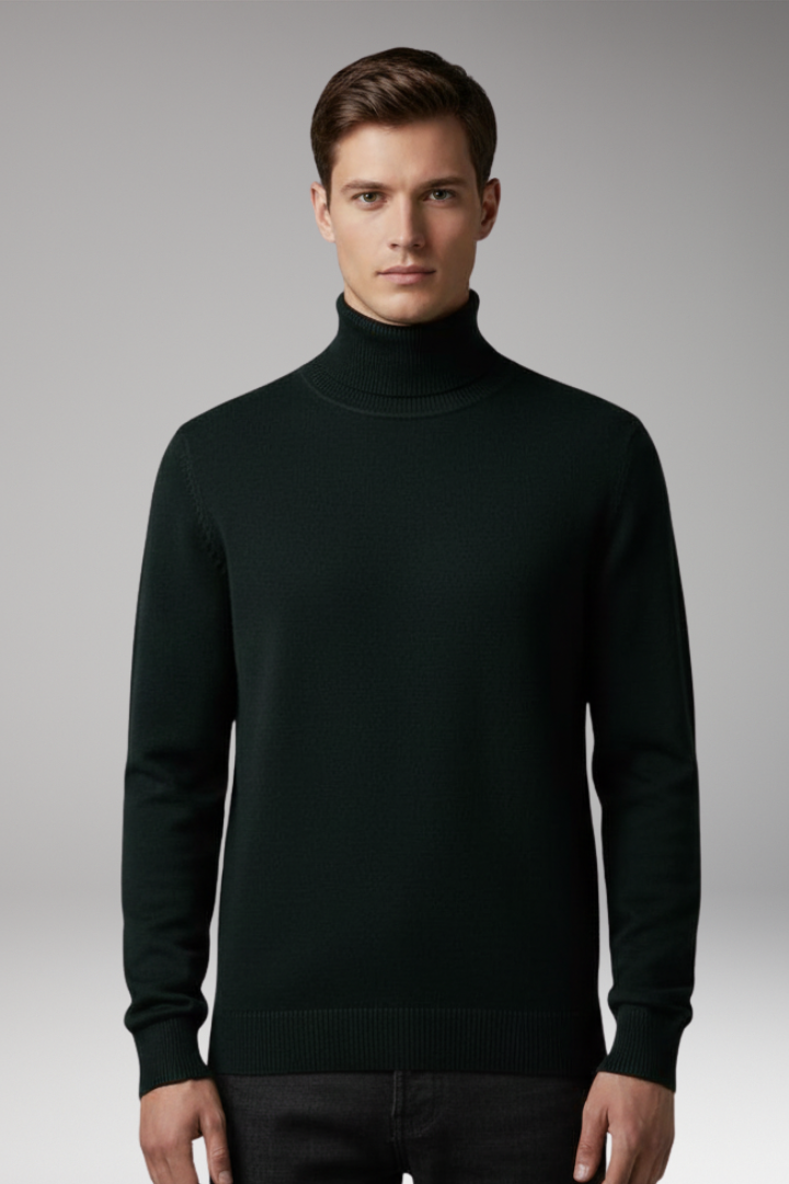 Men’s Turtleneck Top with Ribbed Knit and Slim Fit