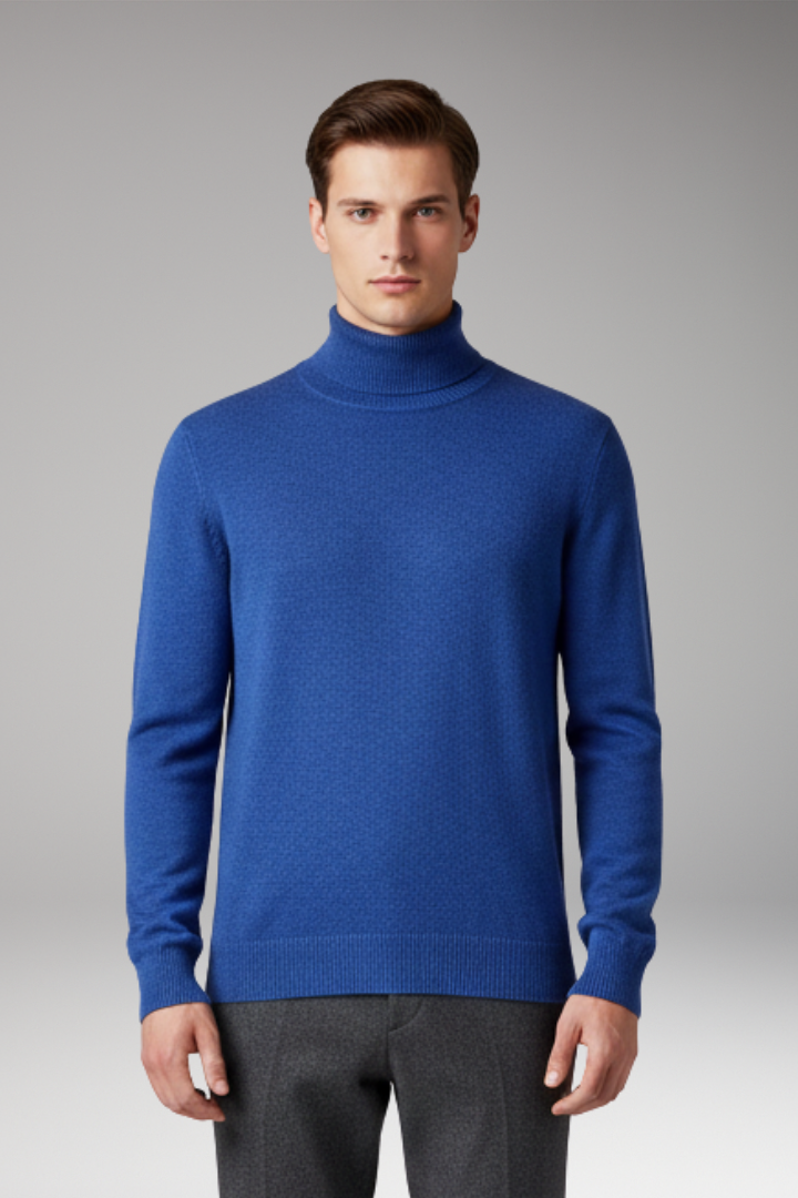 Men’s Turtleneck Top with Ribbed Knit and Slim Fit