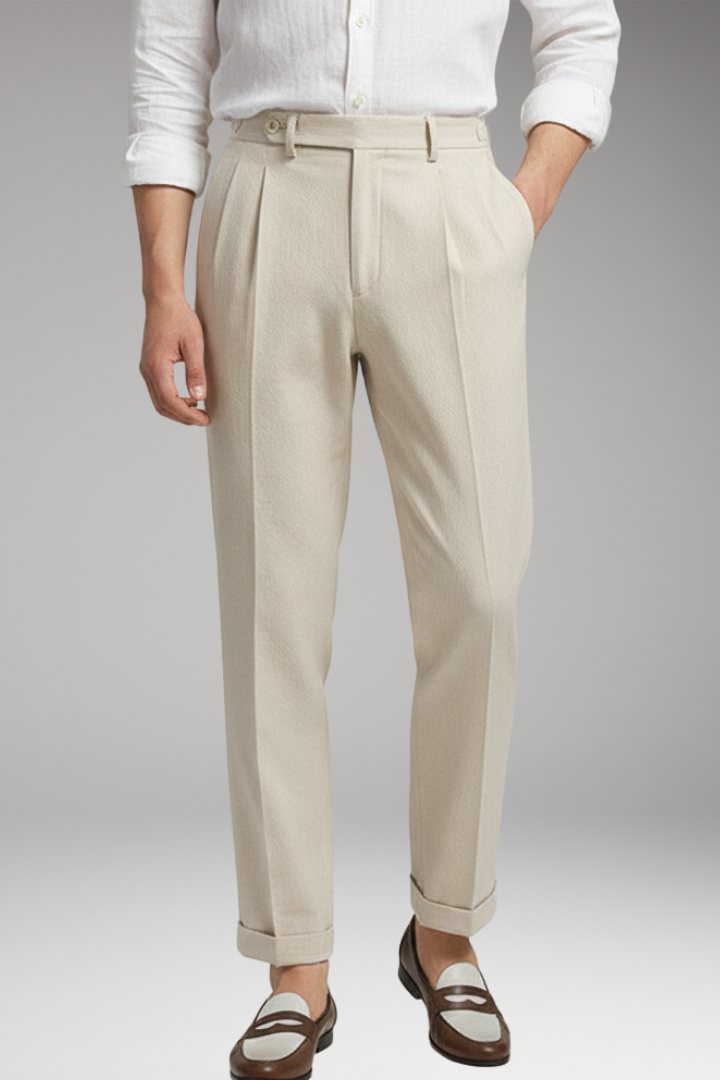 Men’s Work Trousers with Pleated Front and High Waist
