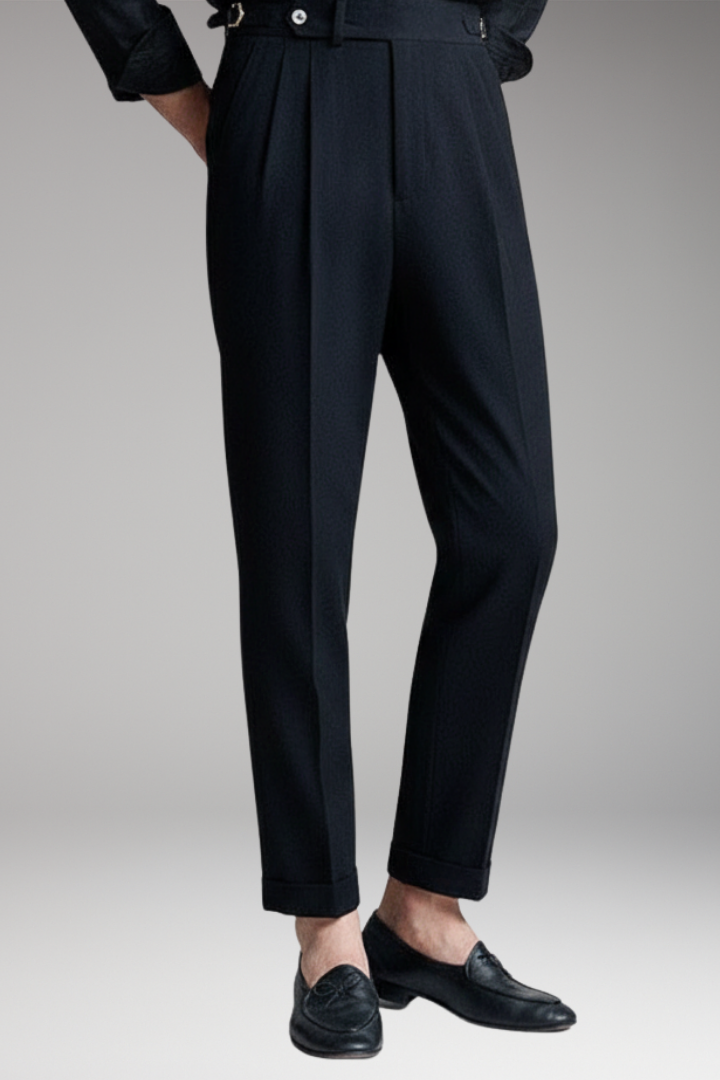 Men’s Work Trousers with Pleated Front and High Waist