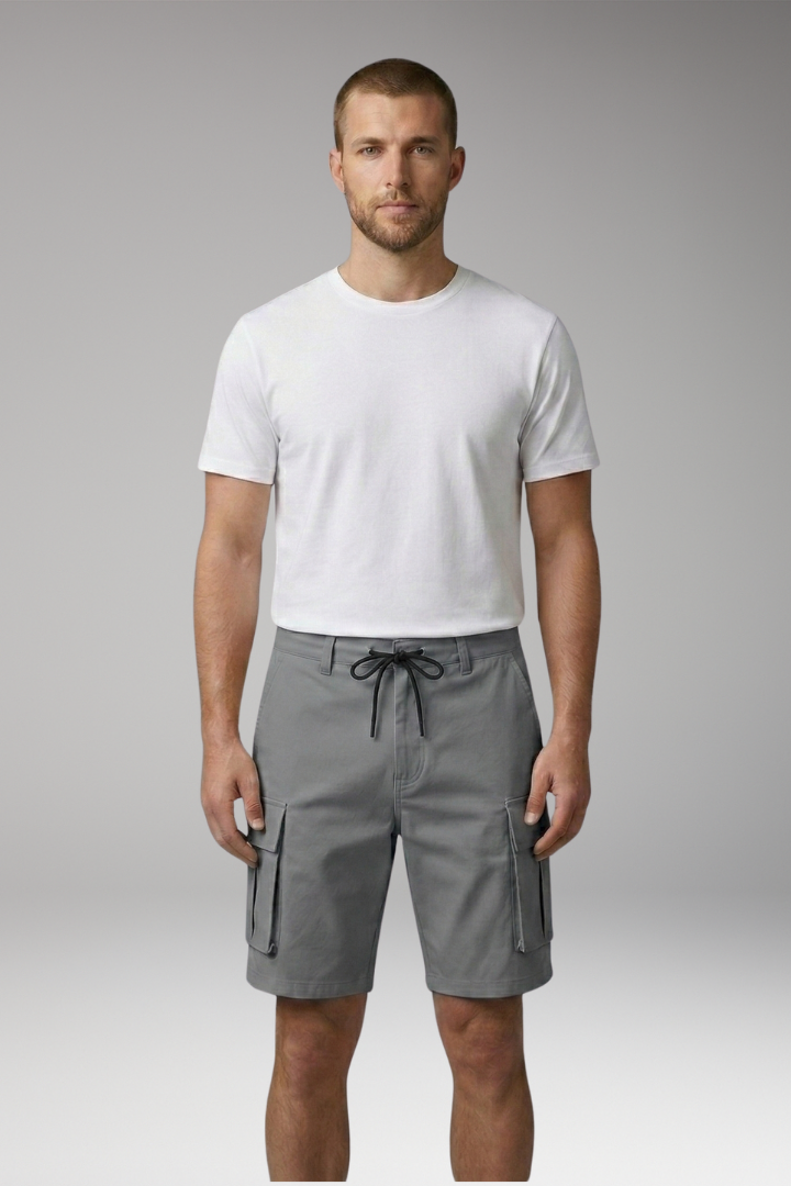 Men's Cargo Shorts with Drawstring Waistband and Cargo Pockets