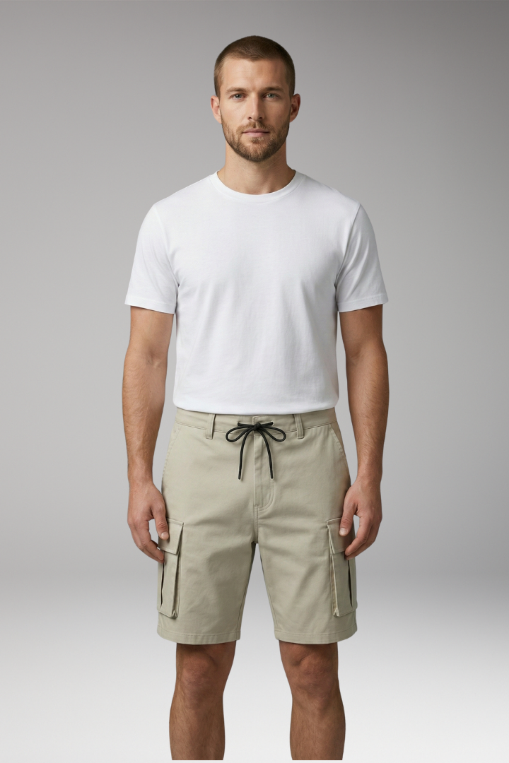 Men's Cargo Shorts with Drawstring Waistband and Cargo Pockets