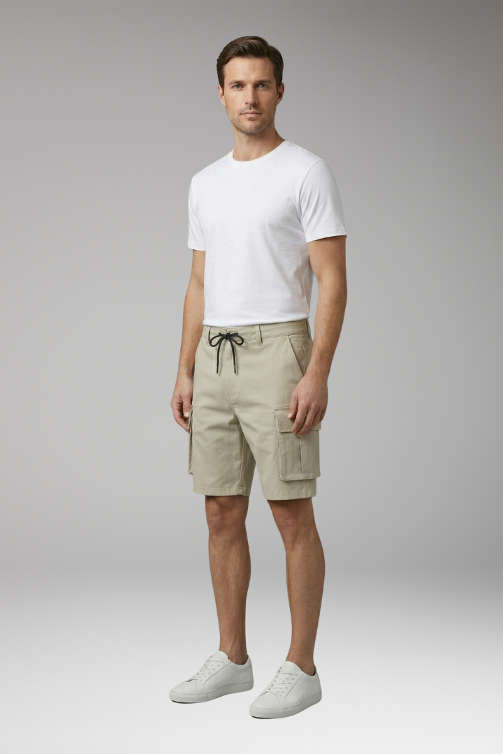 Men's Cargo Shorts with Drawstring Waistband and Cargo Pockets