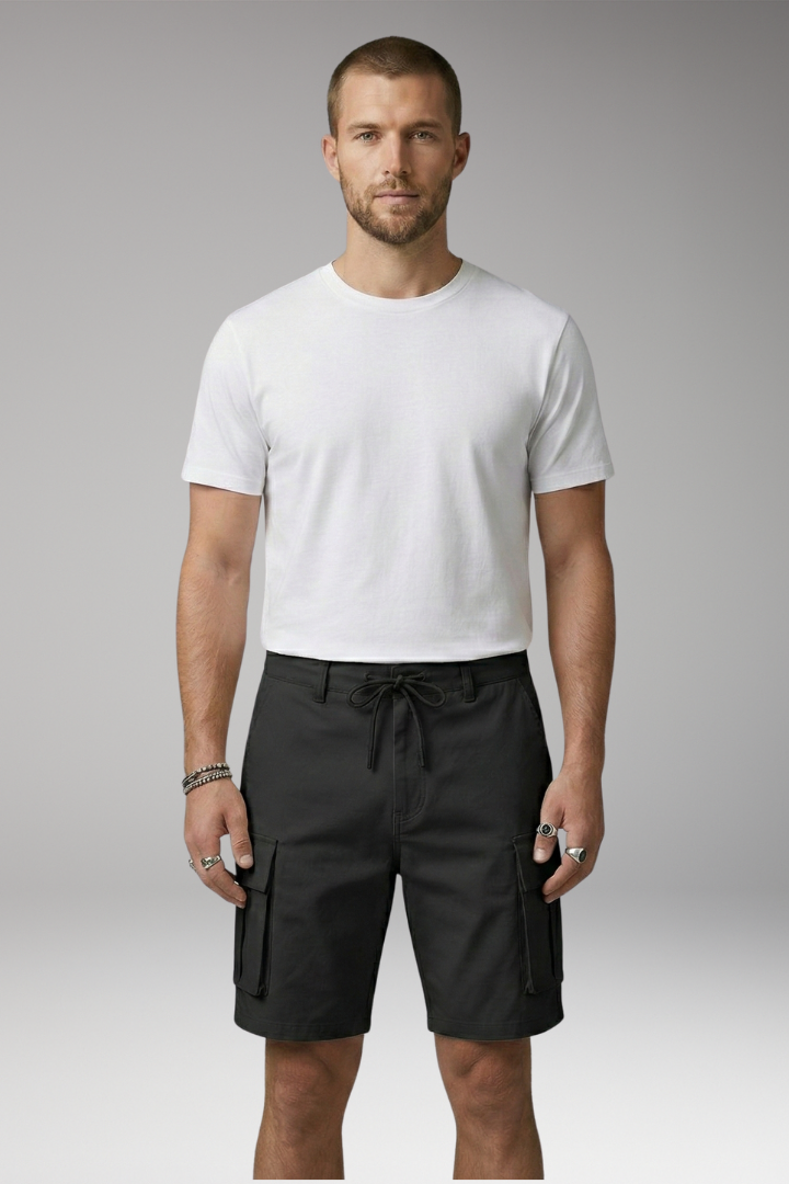 Men's Cargo Shorts with Drawstring Waistband and Cargo Pockets